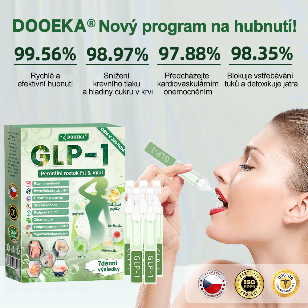 🏆🧑⚕️DOOEKA® GLP-1 8 v 1 Fit & Vital perorální roztok – jednou denně, viditelné změny za 7 dní / při obezitě, kardiovaskulárním zdraví, cukrovce, spánkové apnoi, zdraví střev, kloubních potížích a mnoha dalších stavech