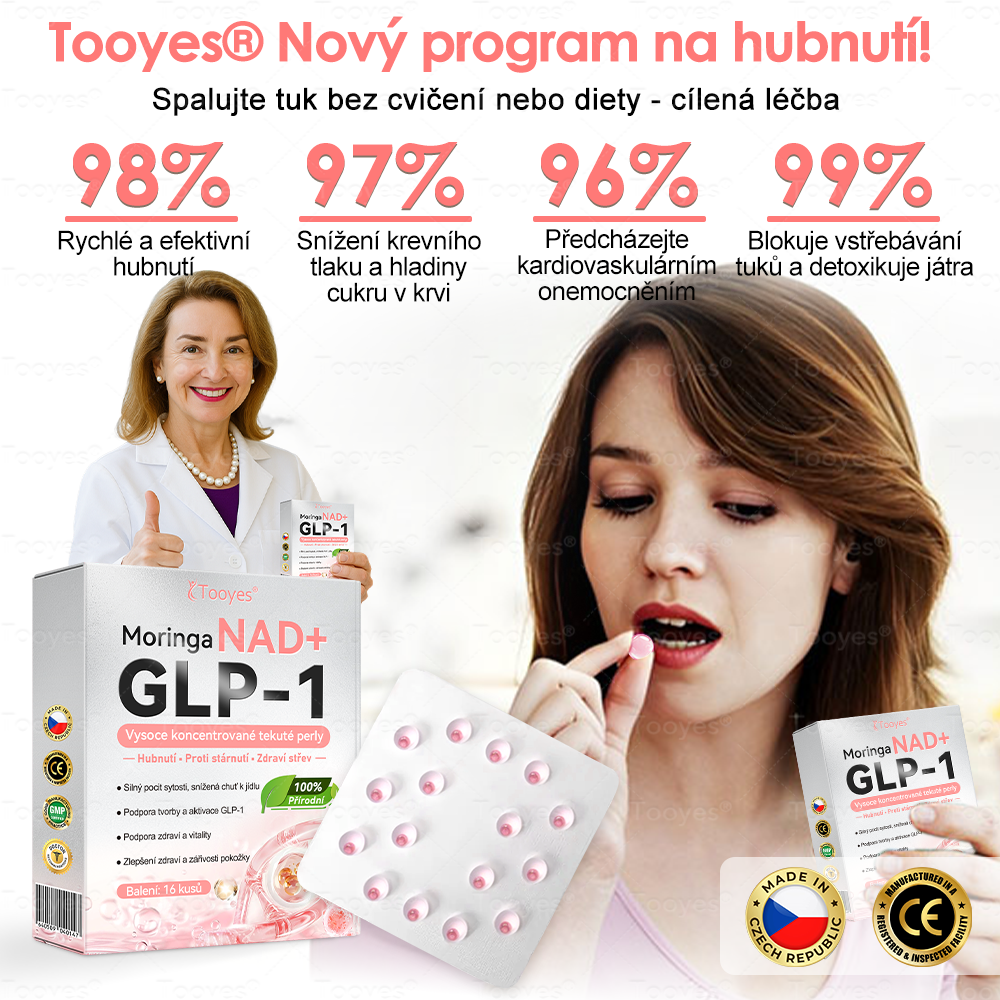 💟 Tooyes® GLP-1 Vysoce koncentrované tekuté perly – s obsahem NAD+, Moringa, HCA (Hubnutí, Anti-aging, Podpora střev a imunitního systému, Rovnováha hladiny cukru v krvi, Zdraví srdce a mozku) ⚡