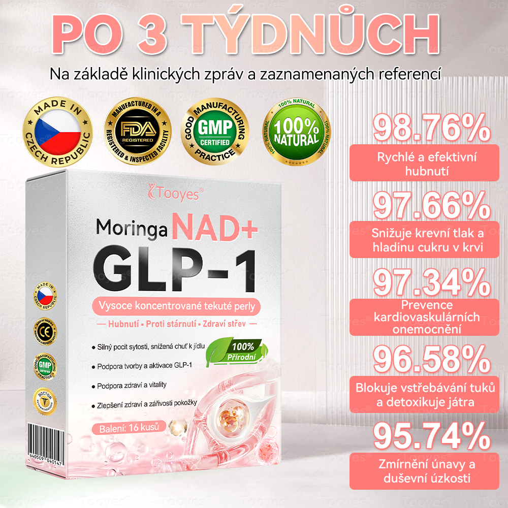 💟 Tooyes® GLP-1 Vysoce koncentrované tekuté perly – s obsahem NAD+, Moringa, HCA (Hubnutí, Anti-aging, Podpora střev a imunitního systému, Rovnováha hladiny cukru v krvi, Zdraví srdce a mozku) ⚡