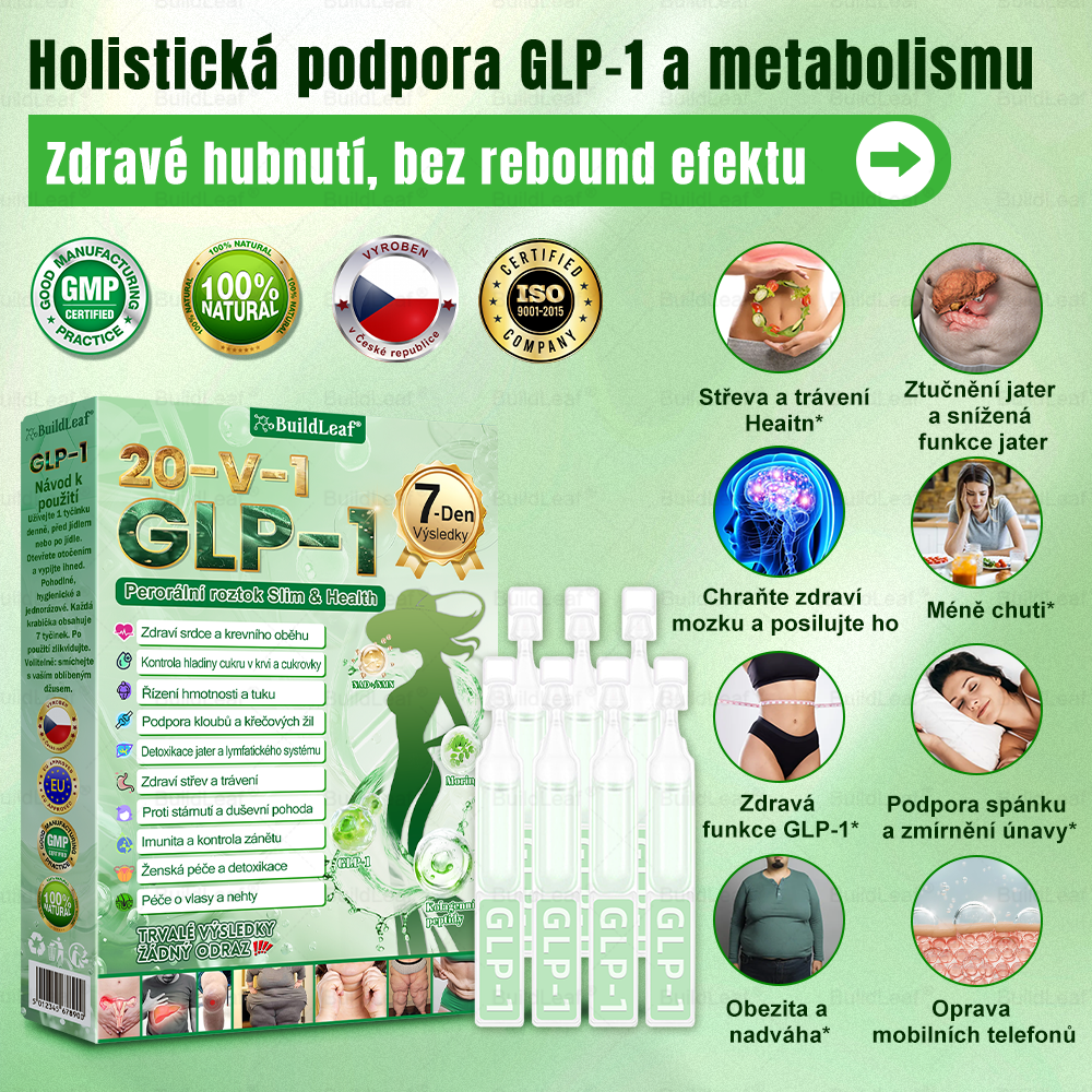 ✅Oficiální obchod ČR | BuildLeaf® GLP-1 8-v-1 Fit & Vital Řešení (Jednou denně, viditelné změny za 7 dní) ✅ Obezita, kardiovaskulární zdraví, cukrovka, spánková apnoe, zdraví střev, problémy se klouby a další.