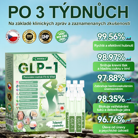 🌿DOOEKA® GLP-1 8 v 1 Fit & Vital perorální roztok – jednou denně, viditelné změny za 7 dní / při obezitě, kardiovaskulárním zdraví, cukrovce, spánkové apnoi, zdraví střev, kloubních potížích a mnoha dalších stavech